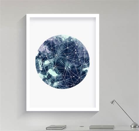 Geometric Art Moon Galaxy Sky Space Stars Print Geometric Etsy