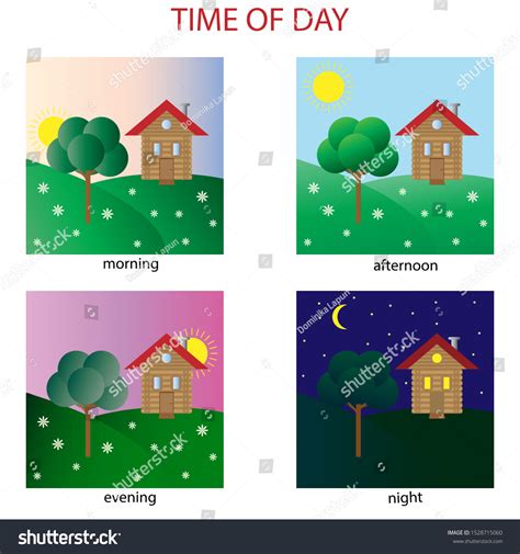 Images Time Day Morning Afternoon Evening Vector De Stock Libre De