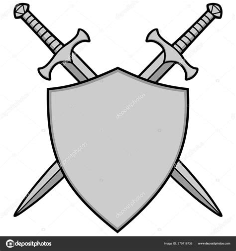 Crossed Swords Shield Illustration Cartoon Illustration Crossed Swords