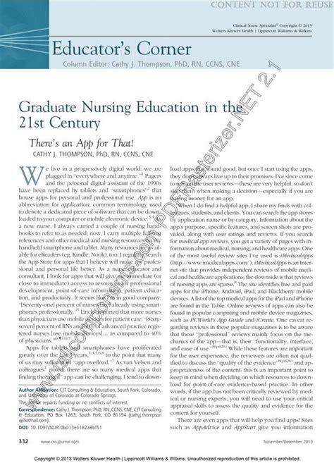Graduate Nursing Education In The 21st Century Theres An A