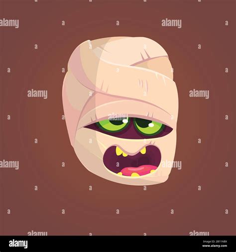 Cute Mummy Screaming Head Halloween Vector Illustration Mummy Face