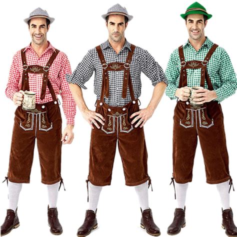 3pcs Set Adult Oktoberfest Lederhosen Costume Man Bavarian Octoberfest