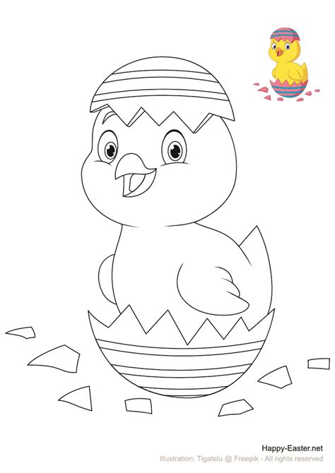 Free Printable Coloring Page Chick Hatching From Easter Egg