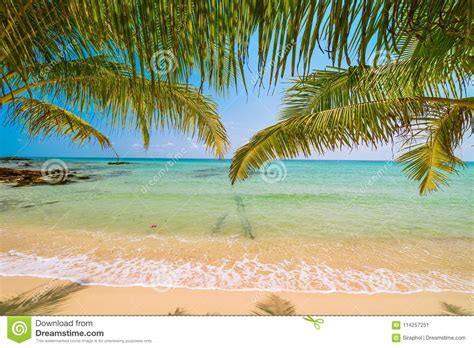 Beautiful Paradise Island With Sea And Beach Landscape Stock Image