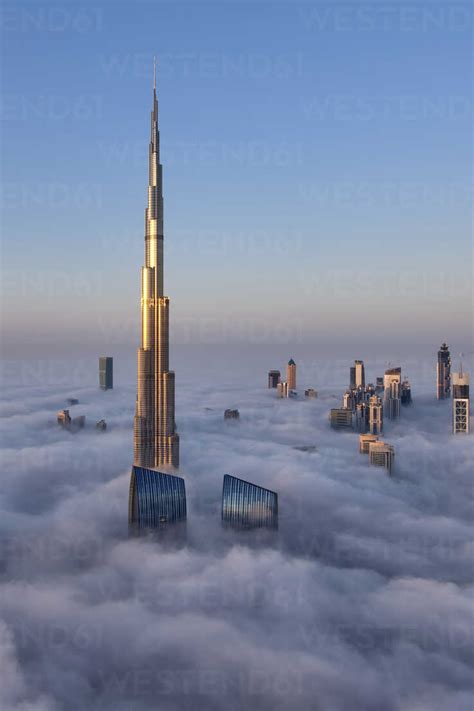 View Of The Burj Khalifa And Other Skyscrapers Above The Clouds In