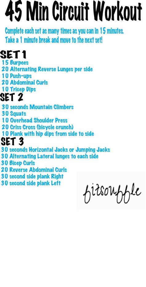 45 Minute Circuit Workout 3 Sets Of 15 Minutes Each And Youre Done