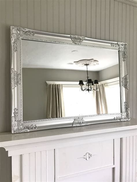 Silver Mirror\Shabby Chic Mirror\Farmhouse Decor\Vanity Mirror\Bedroom Mirror\Large Mirror ...