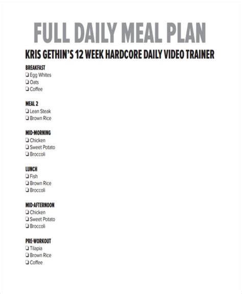 Meal Plan 9 Examples Format Pdf Examples