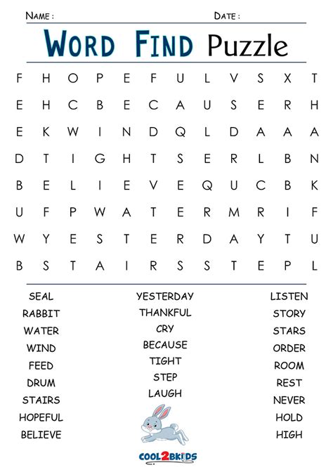 Free Printable Word Searches For 2nd Graders