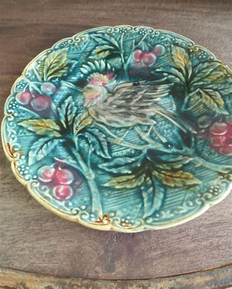 French Majolica Plate Antique Decorative Plate Ceramic Wall Plate