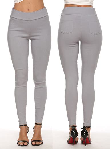 Wmns Stretch Fit Skinny Pants With Pockets Black