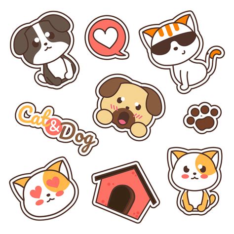 Cat And Dog Stickers Vector 262049 Vector Art At Vecteezy