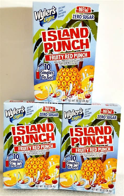 Wylers Light Island Punch Fruity Red Punch 30 Singles To Go Sugar Free