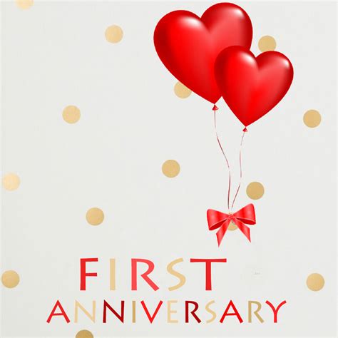 Two Hearts First Anniversary Ecard Send A Charity Card Birthday