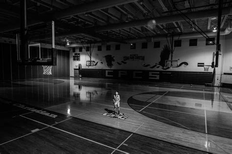 Boy Basketball Gym Black White Royalty Free Photo