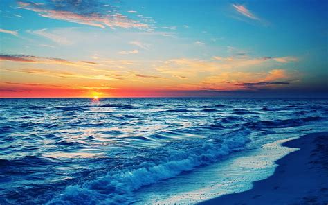 Hd Wallpaper Beach Shore Sunset Coast Waves Sea Sky Beauty In