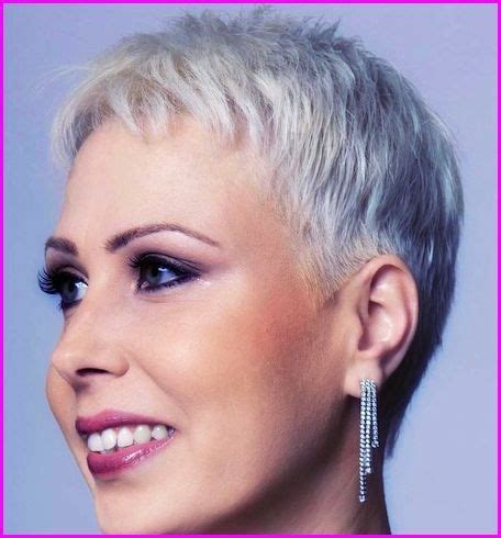 The crew cut is styled into a quiff that helps this thin, fine hair type appear thicker. for Grey Hair | Short silver hair, Short grey hair, Pixie haircut