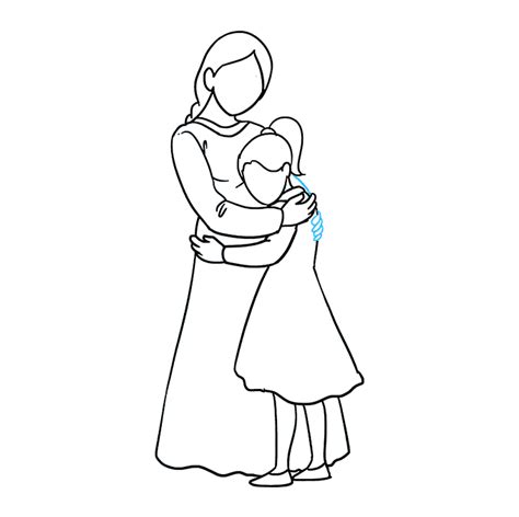 How To Draw A Mother Hugging A Daughter Really Easy Drawing Tutorial