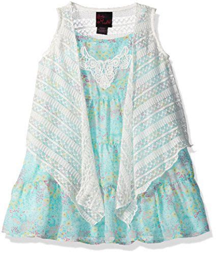 Little Lass Girls 2 Pc Floral Dress Set Knit Vest Mint 6 Check Out