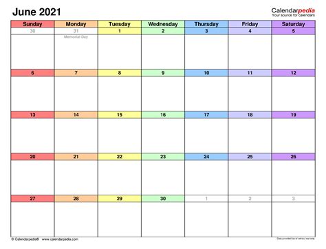 Kalenderdateien befinden sich nun im neuen sichereren xlsx (makrofreien) format. June 2021 - calendar templates for Word, Excel and PDF
