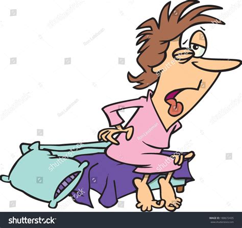 Tired Cartoon Woman Getting Out Bed Stock Vector 188672435 Shutterstock