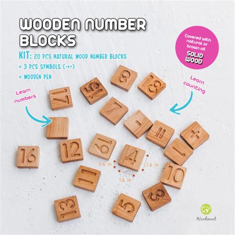 Wooden Number Blocks Solid Wood Woodinout © Montessori Toys