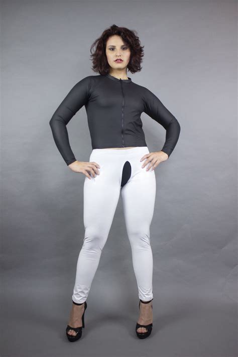 crotchless leggings lingerie spandex vinyl latex alternative