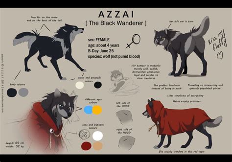 Azzai Reference Sheet Cute Wolf Drawings Anime Wolf Girl Wolf Drawing