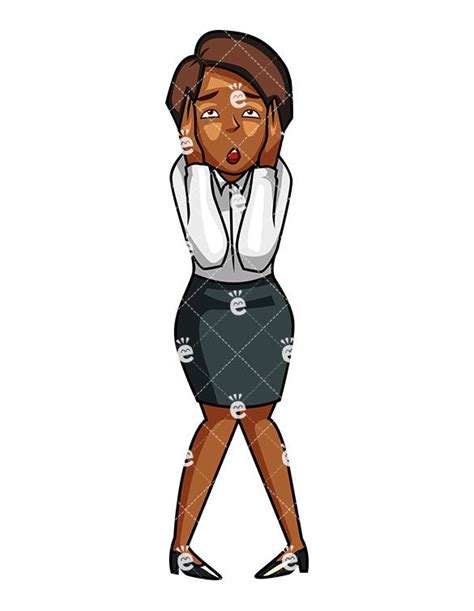 Helpless Black Businesswoman Cartoon Vector Clipart Friendlystock