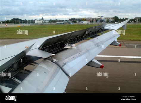 British Airways A320 Airbus Landing Wing Equipment And Flaps On Landing