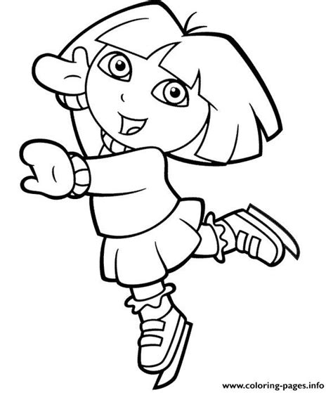 Dora Explorer Ice Skating Coloring Page Printable