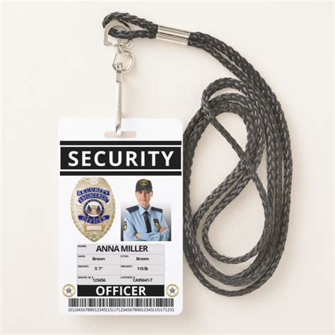 Modern Print Security Officer Custom Employee Id Badge