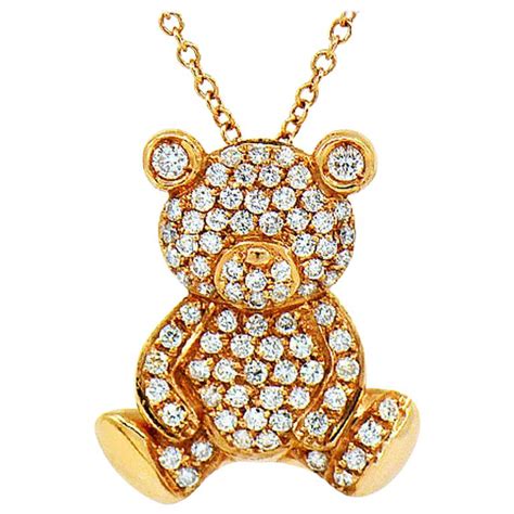 Diamond Teddy Bear Designer Pendant 18k Rose Gold By Assor Gioielli
