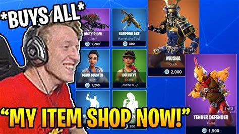Tfue Buys The Whole Item Shop Skins Emotes Gliders In Fortnite Moments