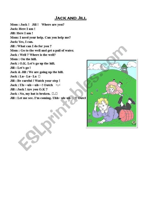 Jack And Jill Role Play Script Esl Worksheet By Umzzang