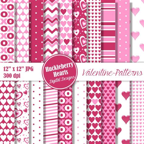 Valentine Patterns Paper Huckleberry Hearts