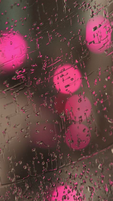 Rain On Glass Pink Lights Iphone Wallpaper 2019 3d