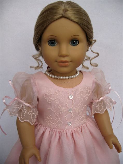 reserved pink silk organza embroidered dress doll clothes american girl girl doll clothes