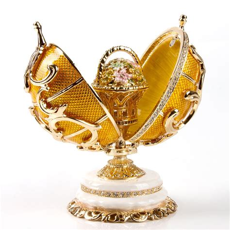 Buy Swarovski Crystals Faberge Egg Ornament With Spring Basket Double Faberge Style Egg Faberge