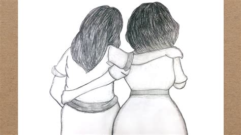 How To Draw Best Friend Hugging Each Other For Beginners Step By Step Pencil Sketch Youtube