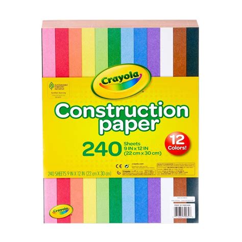 Crayola 240 Sheet Construction Paper 12 Color Construction Paper