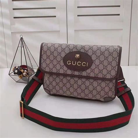 Gucci Gg Unisex Neo Vintage Messenger Bag In Beigeebony Gg Supreme