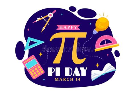 Happy Pi Day Vector Illustration On 14 March With Mathematical Constants Greek Letters Or Baked