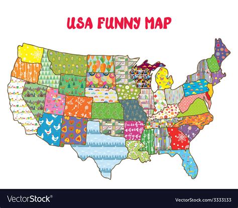 United States Funny Map With Patterns Royalty Free Vector