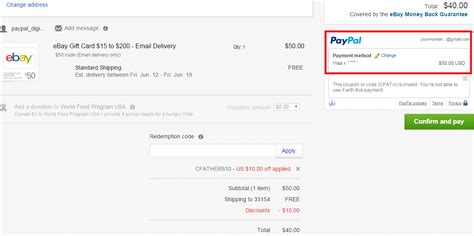 Full information about ebay paypal redemption code can be found here. Get $10 Off $50+ Purchases Sitewide On eBay! $50 eBay Gift ...