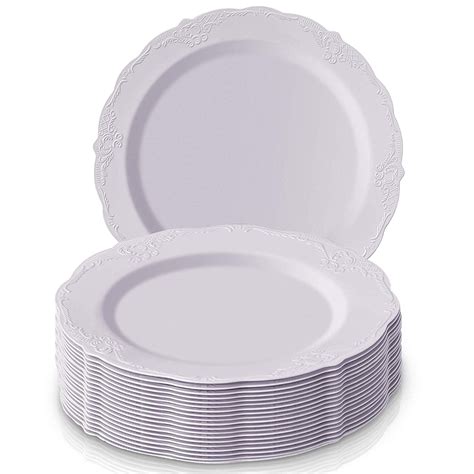 Disposable Plastic Plate Set 20 Dinner Plates Elegant Fine China Look
