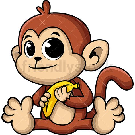 Cute Baby Monkey Cartoon Vector Clipart Friendlystock