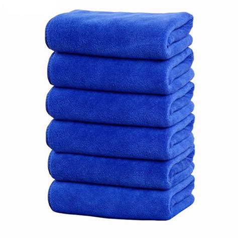 China Pure Blue 400gsm Ultrafine Fiber Towels Absorbent Super Soft