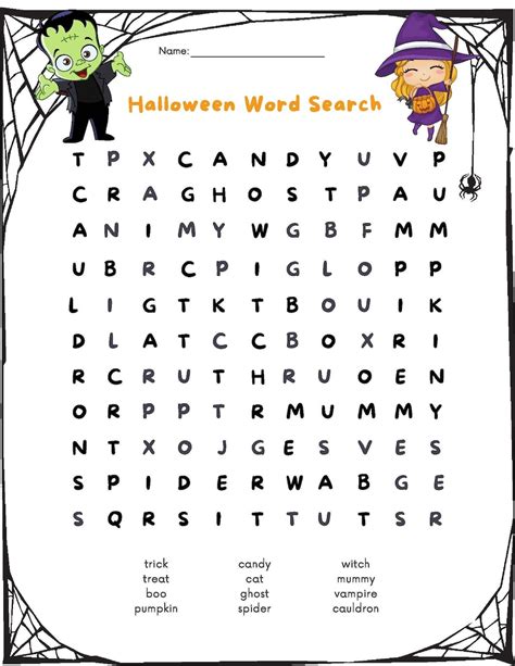 Printable Halloween Word Search W Answer Sheet Etsy