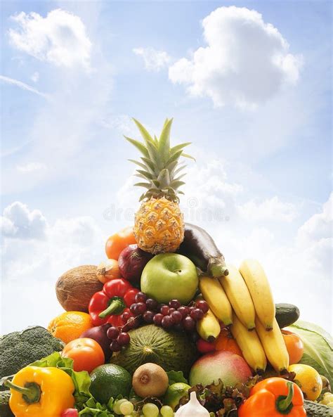 A Pile Of Fresh And Tasty Fruits And Vegetables Stock Photo Image Of